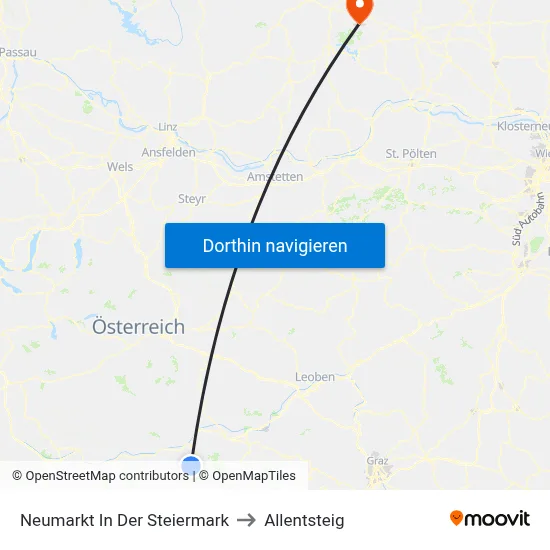 Neumarkt In Der Steiermark to Allentsteig map