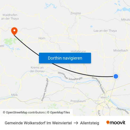 Gemeinde Wolkersdorf Im Weinviertel to Allentsteig map