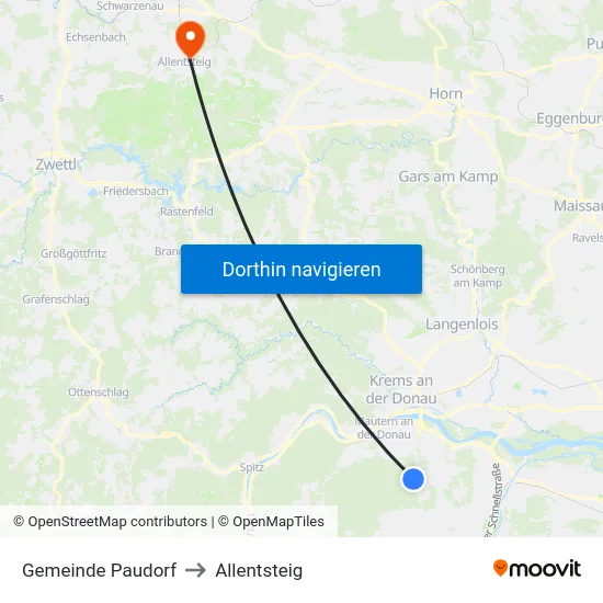 Gemeinde Paudorf to Allentsteig map
