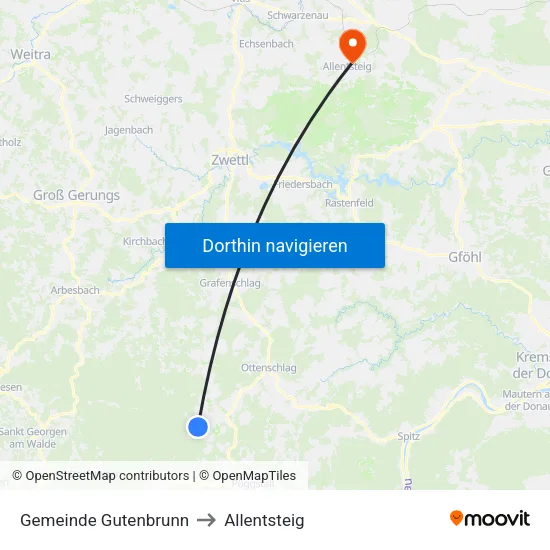 Gemeinde Gutenbrunn to Allentsteig map