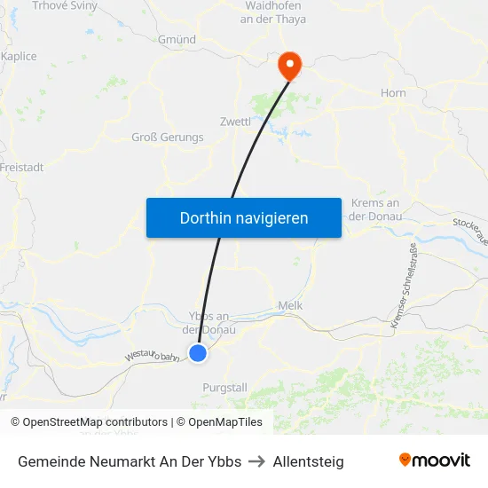 Gemeinde Neumarkt An Der Ybbs to Allentsteig map