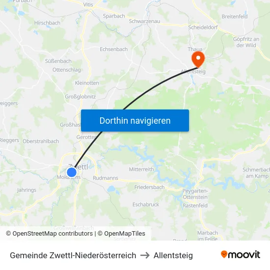 Gemeinde Zwettl-Niederösterreich to Allentsteig map