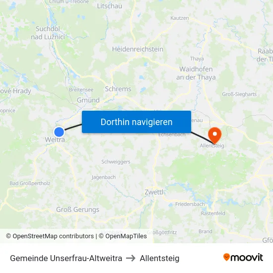 Gemeinde Unserfrau-Altweitra to Allentsteig map
