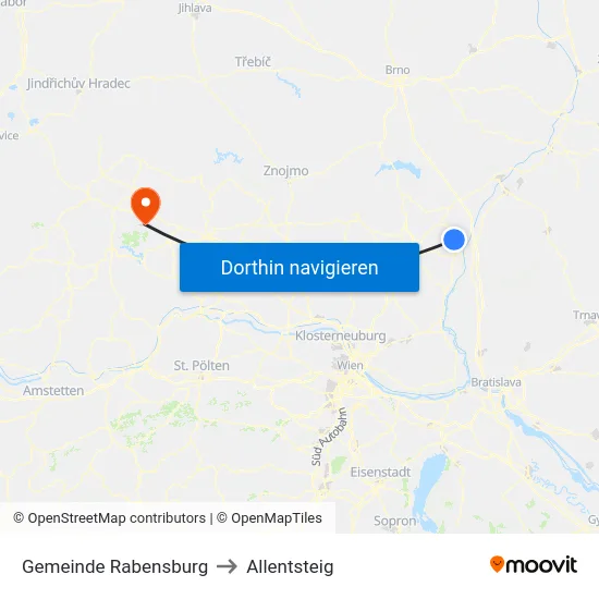 Gemeinde Rabensburg to Allentsteig map