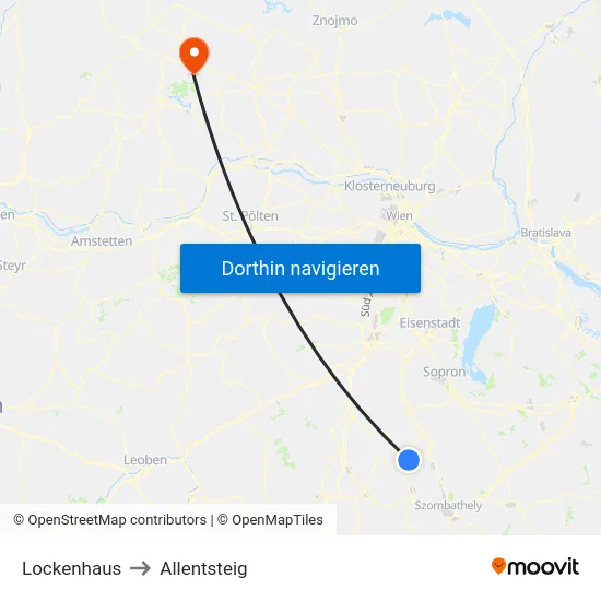 Lockenhaus to Allentsteig map