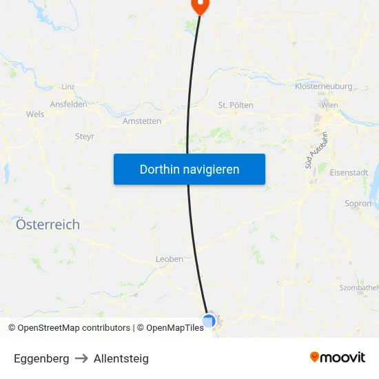 Eggenberg to Allentsteig map