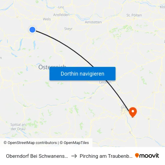 Oberndorf Bei Schwanenstadt to Pirching am Traubenberg map