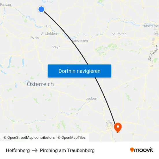 Helfenberg to Pirching am Traubenberg map