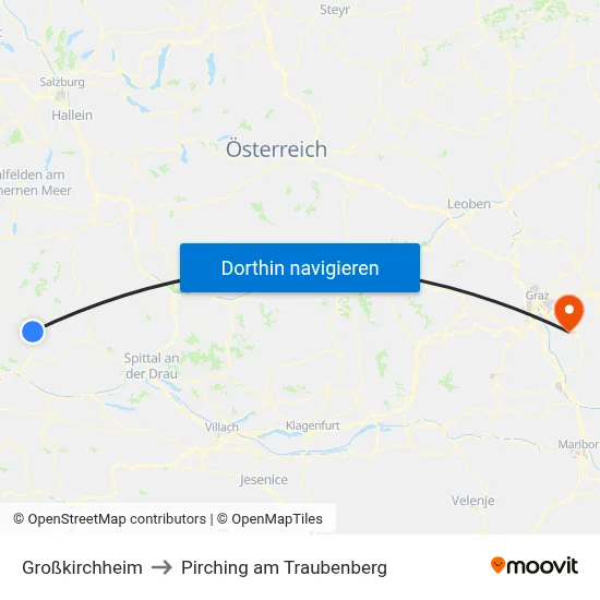 Großkirchheim to Pirching am Traubenberg map