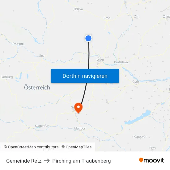 Gemeinde Retz to Pirching am Traubenberg map