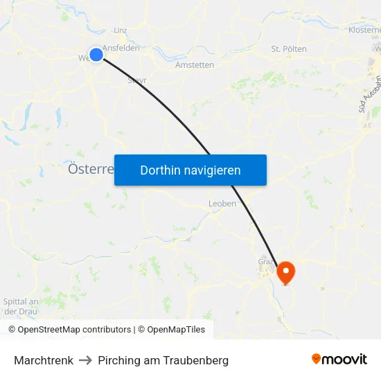 Marchtrenk to Pirching am Traubenberg map
