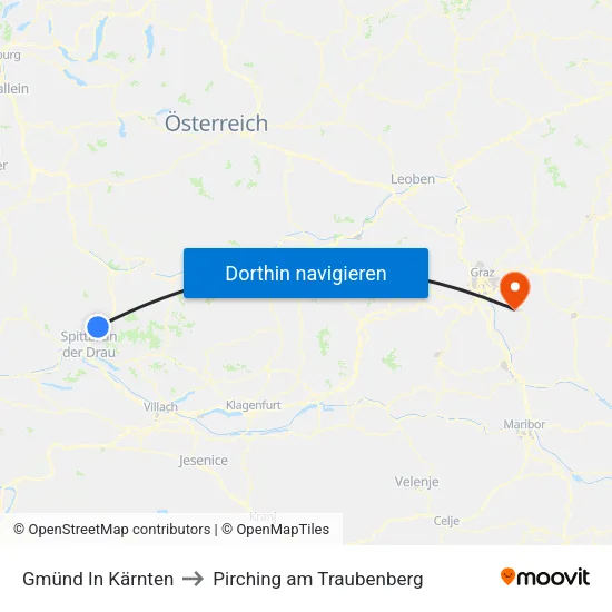 Gmünd In Kärnten to Pirching am Traubenberg map