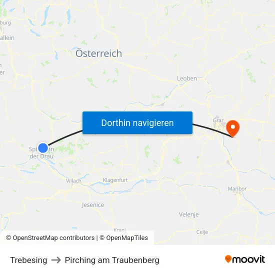 Trebesing to Pirching am Traubenberg map