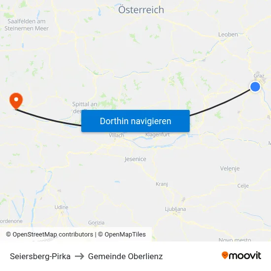 Seiersberg-Pirka to Gemeinde Oberlienz map