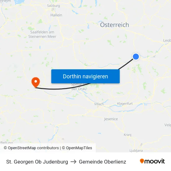 St. Georgen Ob Judenburg to Gemeinde Oberlienz map