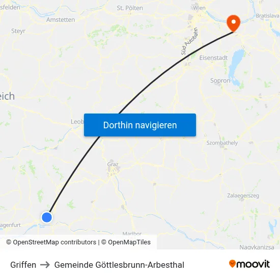 Griffen to Gemeinde Göttlesbrunn-Arbesthal map