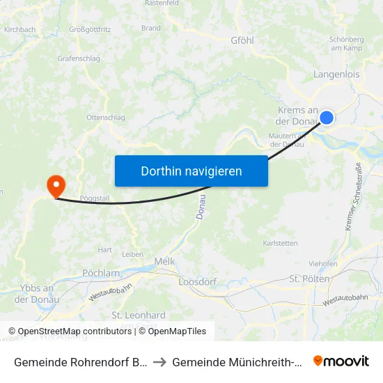 Gemeinde Rohrendorf Bei Krems to Gemeinde Münichreith-Laimbach map