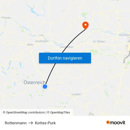 Rottenmann to Kottes-Purk map