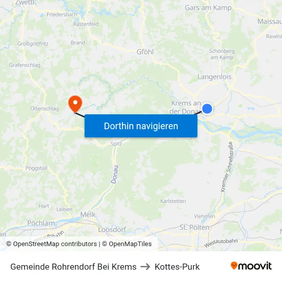 Gemeinde Rohrendorf Bei Krems to Kottes-Purk map