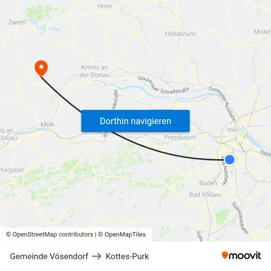 Gemeinde Vösendorf to Kottes-Purk map