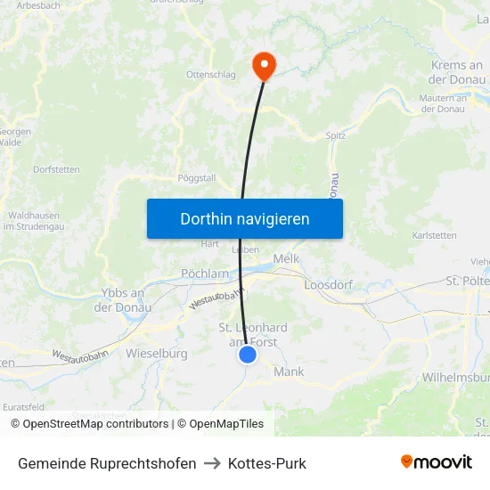 Gemeinde Ruprechtshofen to Kottes-Purk map