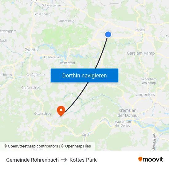 Gemeinde Röhrenbach to Kottes-Purk map