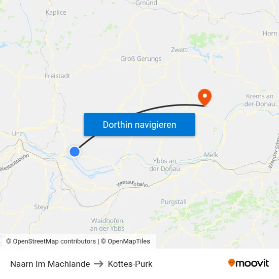 Naarn Im Machlande to Kottes-Purk map