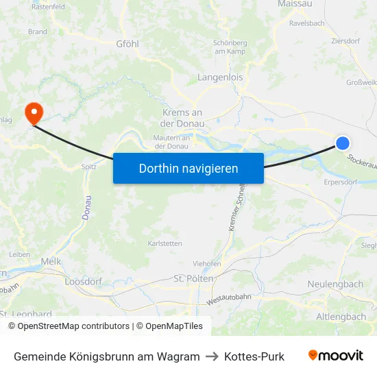 Gemeinde Königsbrunn am Wagram to Kottes-Purk map
