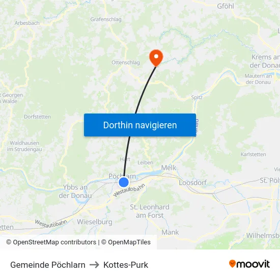 Gemeinde Pöchlarn to Kottes-Purk map