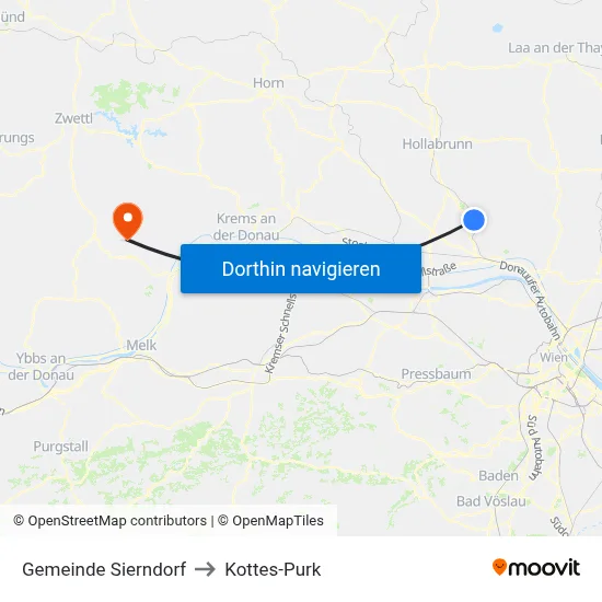 Gemeinde Sierndorf to Kottes-Purk map