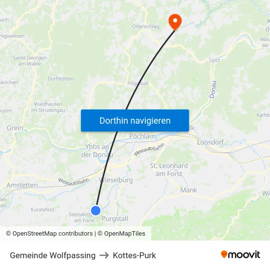 Gemeinde Wolfpassing to Kottes-Purk map