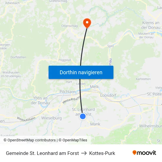 Gemeinde St. Leonhard am Forst to Kottes-Purk map