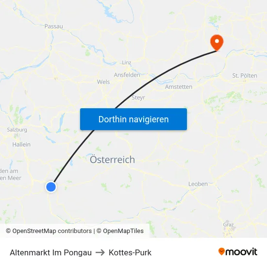 Altenmarkt Im Pongau to Kottes-Purk map