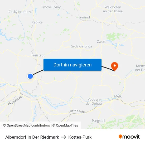 Alberndorf In Der Riedmark to Kottes-Purk map