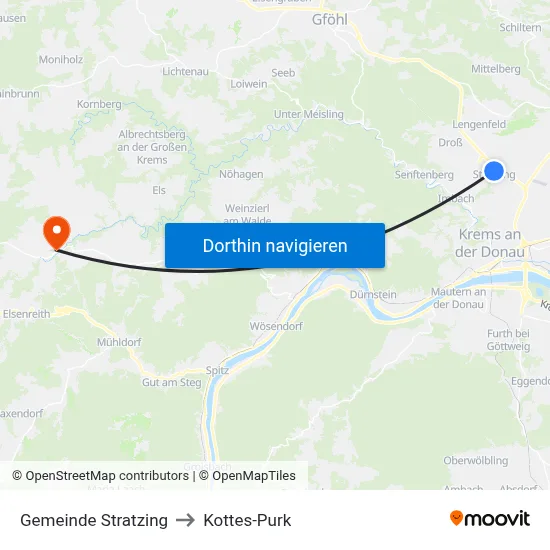 Gemeinde Stratzing to Kottes-Purk map