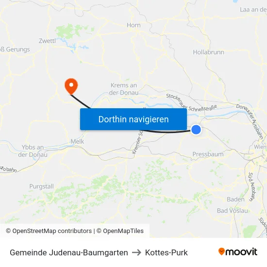Gemeinde Judenau-Baumgarten to Kottes-Purk map