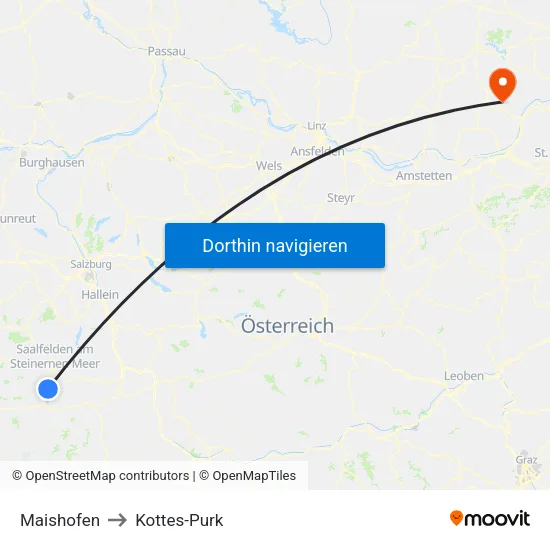 Maishofen to Kottes-Purk map