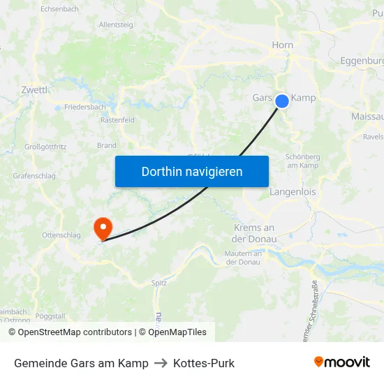 Gemeinde Gars am Kamp to Kottes-Purk map