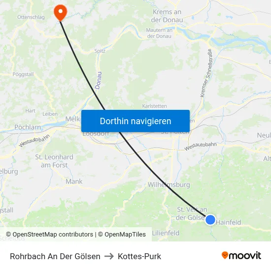 Rohrbach An Der Gölsen to Kottes-Purk map