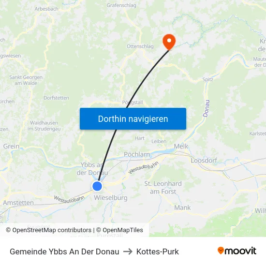 Gemeinde Ybbs An Der Donau to Kottes-Purk map