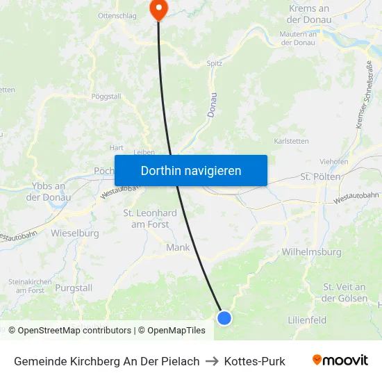 Gemeinde Kirchberg An Der Pielach to Kottes-Purk map