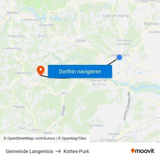 Gemeinde Langenlois to Kottes-Purk map