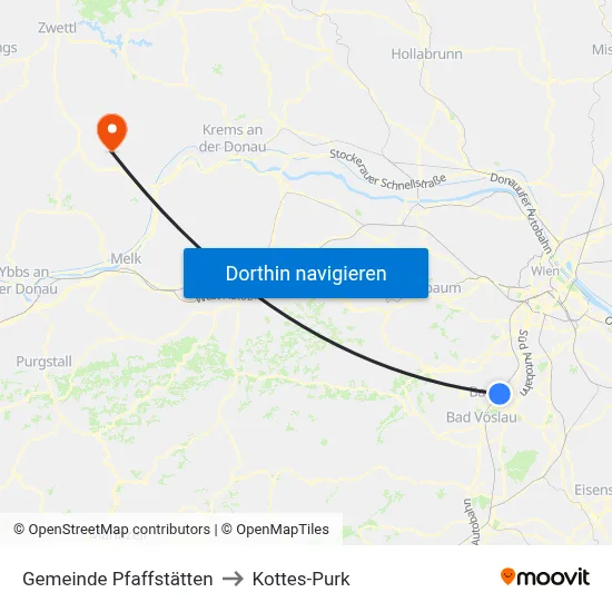 Gemeinde Pfaffstätten to Kottes-Purk map