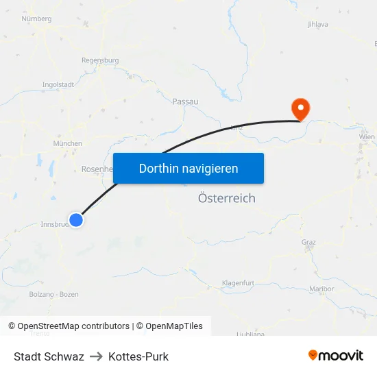 Stadt Schwaz to Kottes-Purk map