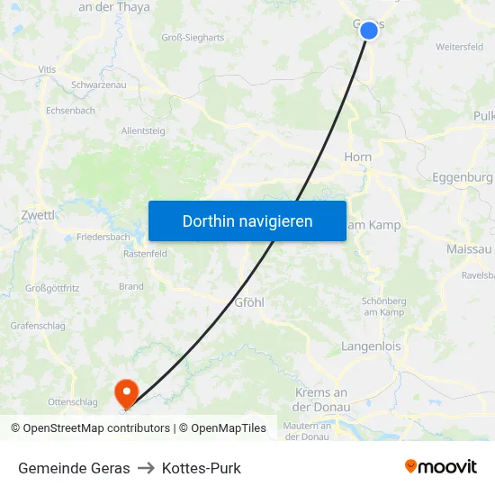 Gemeinde Geras to Kottes-Purk map