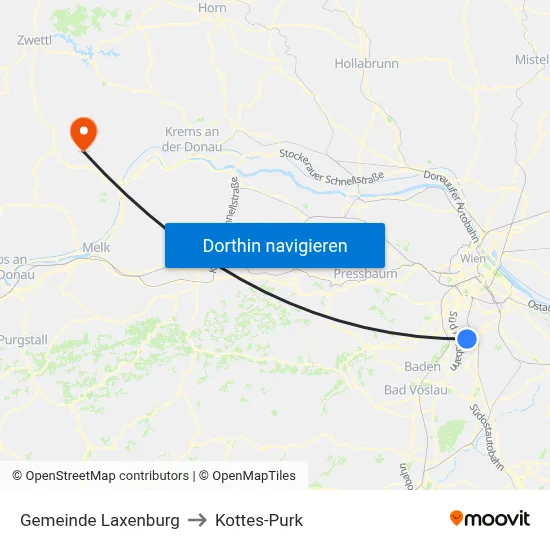Gemeinde Laxenburg to Kottes-Purk map