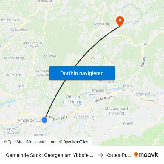 Gemeinde Sankt Georgen am Ybbsfelde to Kottes-Purk map