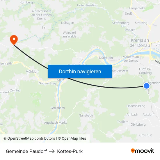 Gemeinde Paudorf to Kottes-Purk map