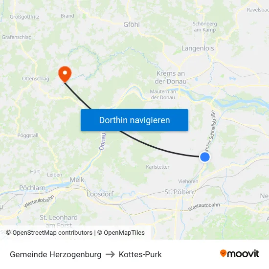 Gemeinde Herzogenburg to Kottes-Purk map