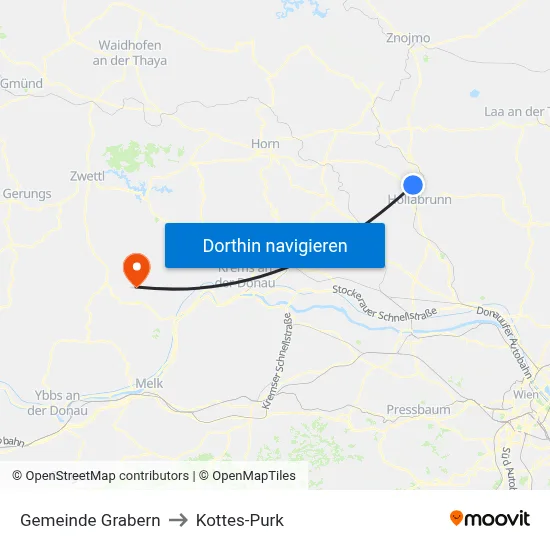 Gemeinde Grabern to Kottes-Purk map